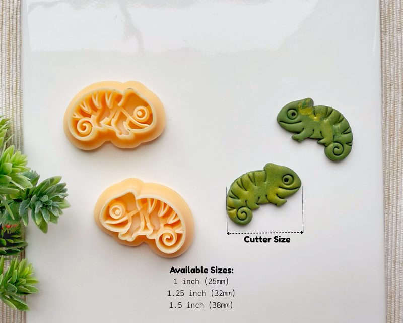 Chameleon Polymer Clay Cutter Set – Mirrored Jungle Animal Cutters for Earrings & Crafts