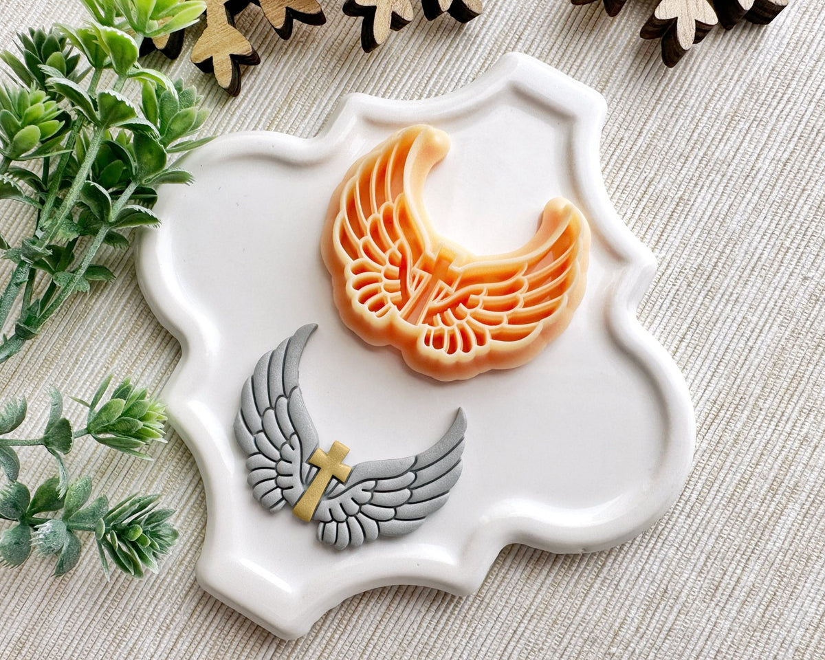 Angel Wings with Cross Christmas Clay Cutter / September 1st Launch - BabylonCutters - Clay Cutter