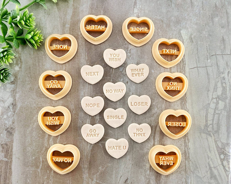 Anti Valentines Candy Heart Clay Cutters | Valentine's Day 2022 - BabylonCutters - Clay Cutter