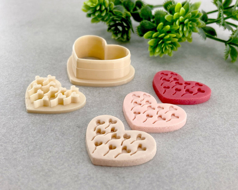 Balloon Hearts Valentine's Day Clay Stamp and Cutter Set - BabylonCutters - Clay Cutter