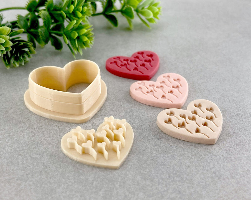 Balloon Hearts Valentine's Day Clay Stamp and Cutter Set - BabylonCutters - Clay Cutter