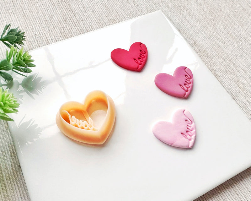 Cursive Love Heart Clay Cutter for Polymer Clay | Valentine's Day 2025 Collection - BabylonCutters - Clay Cutter