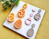 Decorative Easter Egg Clay Cutter Set - Textured Polymer Clay Cutter - Spring Egg Jewelry & Earring Tool - BabylonCutters - Clay Cutter