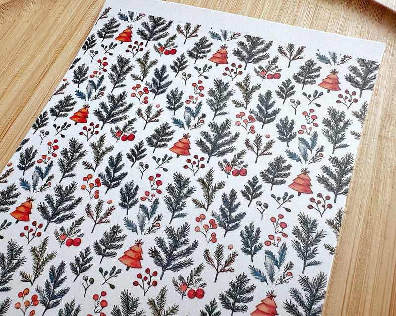 Festive Pine Berries and Fir Polymer Clay Transfer Sheet - Christmas 2024 - BabylonCutters - Transfer Sheets