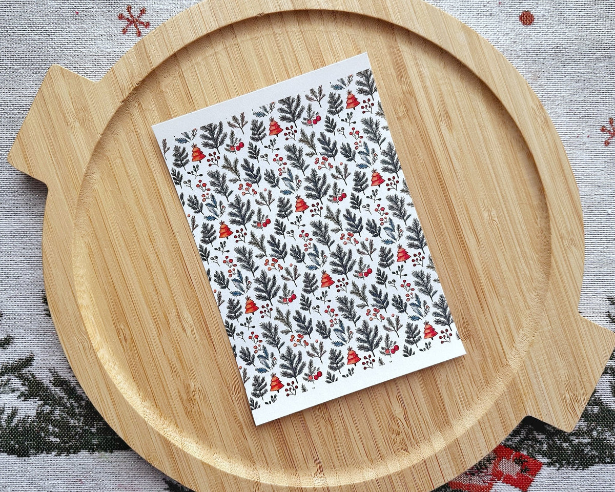 Festive Pine Berries and Fir Polymer Clay Transfer Sheet - Christmas 2024 - BabylonCutters - Transfer Sheets