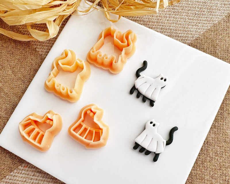 Ghost Cat Clay Cutter Set - Fall & Halloween 2024 - BabylonCutters - Clay Cutter