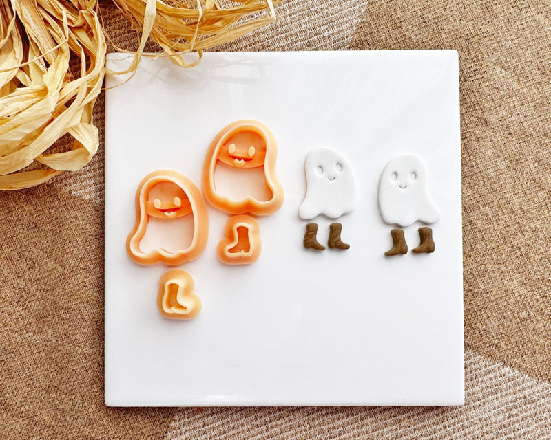 Ghost with Boots Clay Cutter - Fall & Halloween 2024 - BabylonCutters - Clay Cutter