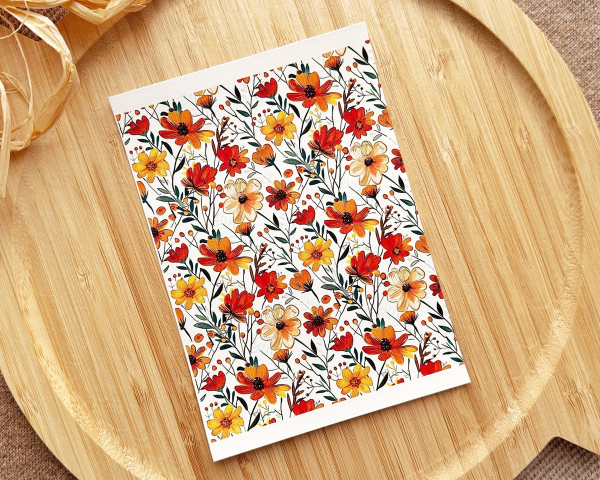 Handpainted Fall Flowers Fall Clay Transfer Sheet - August Mini Launch - BabylonCutters - Transfer Sheets