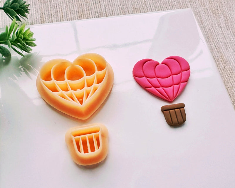 Heart Hot Air Balloon Clay Cutter for Polymer Clay | Valentine's Day 2025 Collection - BabylonCutters - Clay Cutter