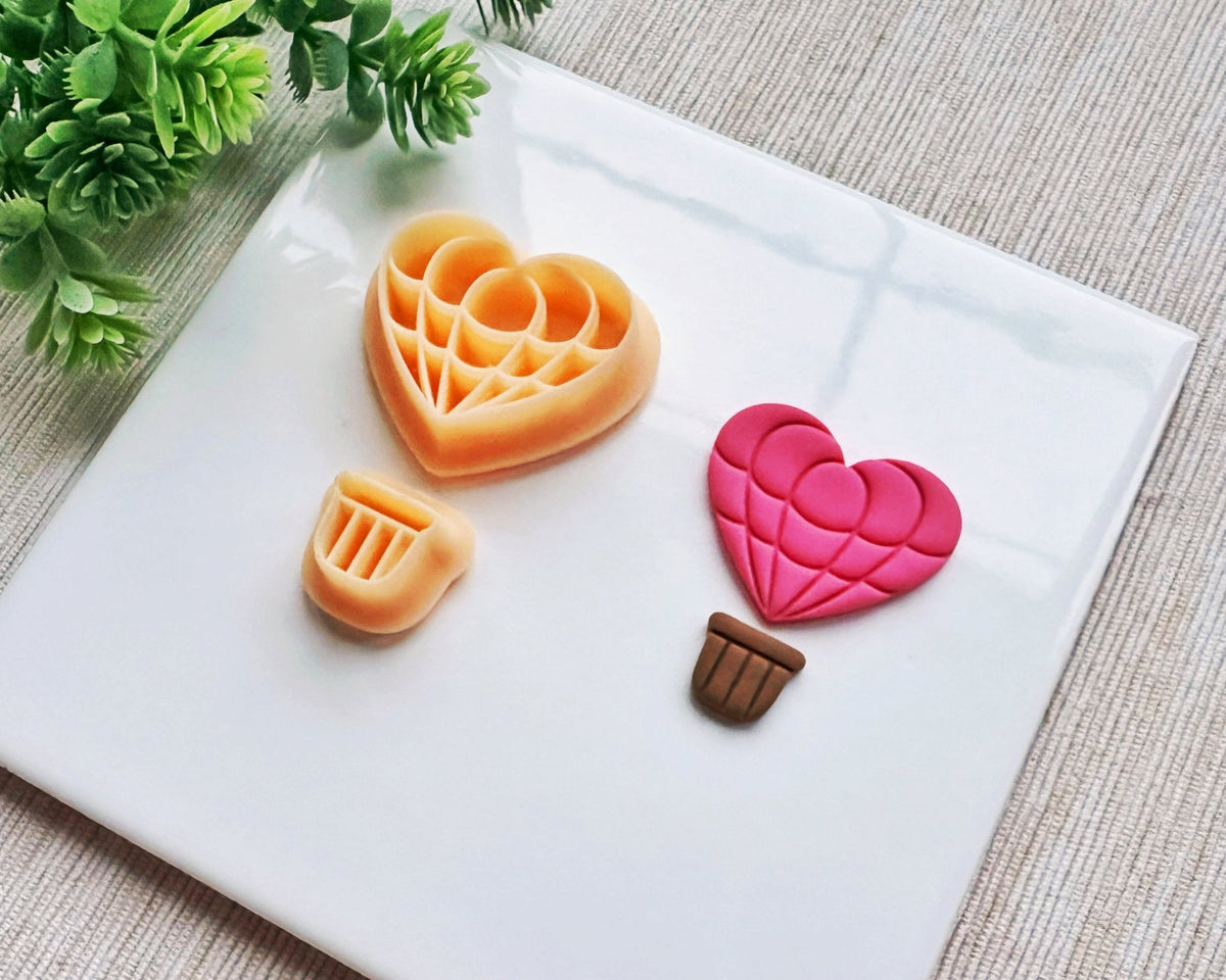 Heart Hot Air Balloon Clay Cutter for Polymer Clay | Valentine's Day 2025 Collection - BabylonCutters - Clay Cutter