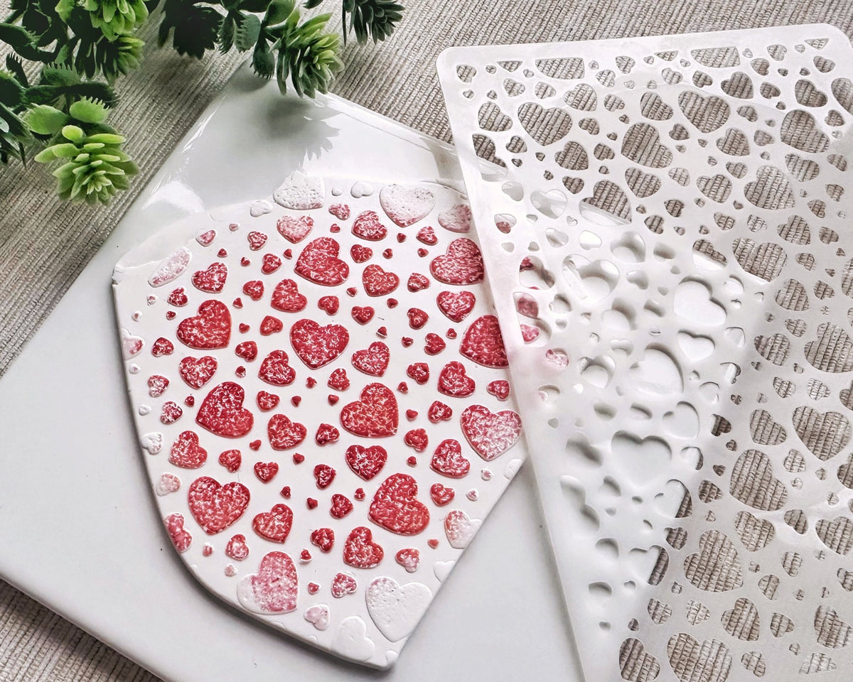 Hearts Clay Stencil | Valentine's Day 2025 Collection - BabylonCutters - Stencil