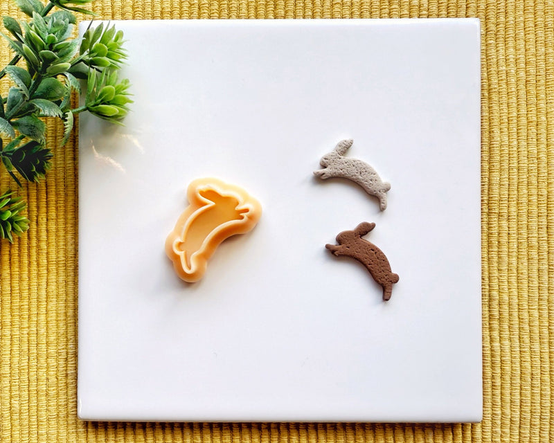 Leaping Bunny Clay Cutter - Easter Rabbit Polymer Clay Cutter - Spring Bunny Jewelry & Earring Tool - BabylonCutters - Clay Cutter