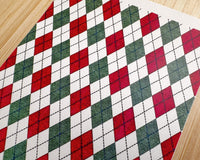 Red & Green Argyle Plaid Polymer Clay Transfer Sheet - Christmas 2024 - BabylonCutters - Transfer Sheets