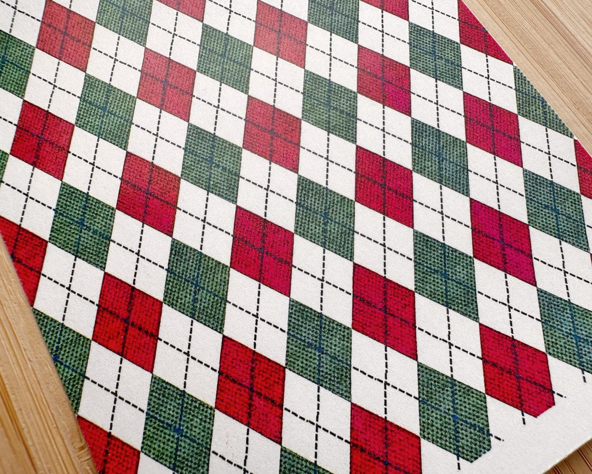 Red & Green Argyle Plaid Polymer Clay Transfer Sheet - Christmas 2024 - BabylonCutters - Transfer Sheets