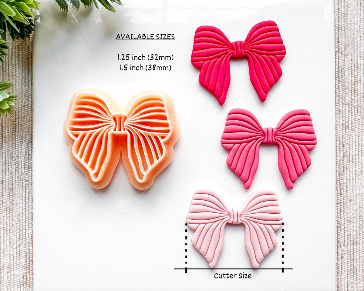 Striped Bow Clay Cutter for Polymer Clay | Valentine's Day 2025 Collection - BabylonCutters - Clay Cutter