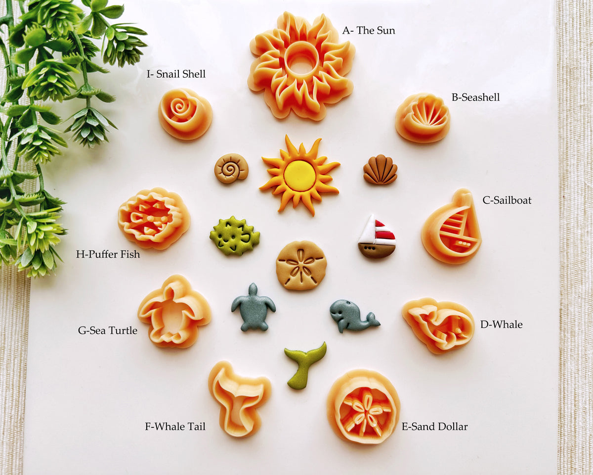 Sea Life Clay Cutter Set – Ocean-Themed Polymer Clay Cutters for Earrings & Crafts