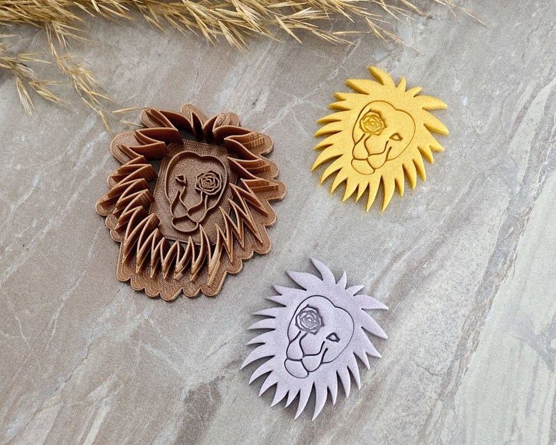 Lion with Rose Clay Cutter with Stamp | SunflowerBlossomsB Collab