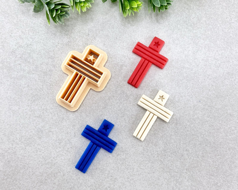 USA Flag Cross Clay Cutter - 4th of July