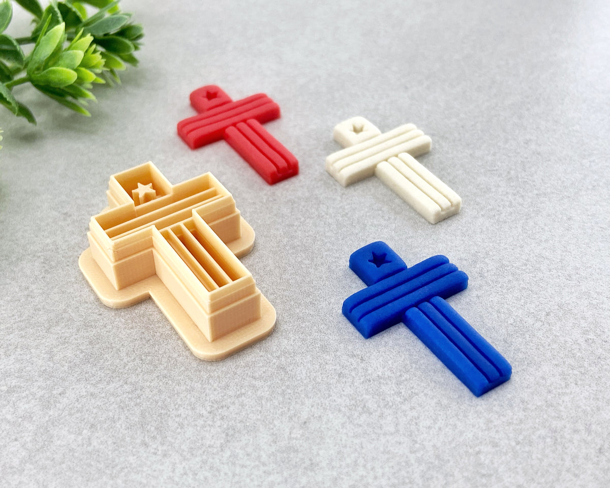 USA Flag Cross Clay Cutter - 4th of July