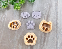 Cat, Dog & Paw Print Clay Cutter Set of 3 - Animal Cutters Collection