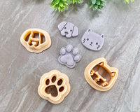 Cat, Dog & Paw Print Clay Cutter Set of 3 - Animal Cutters Collection