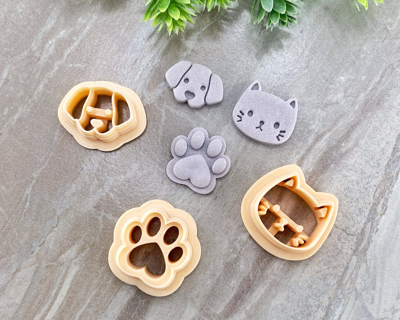 Cat, Dog & Paw Print Clay Cutter Set of 3 - Animal Cutters Collection