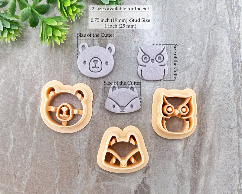 Owl, Bear & Fox Clay Cutter Set of 3 - Animal Cutters Collection