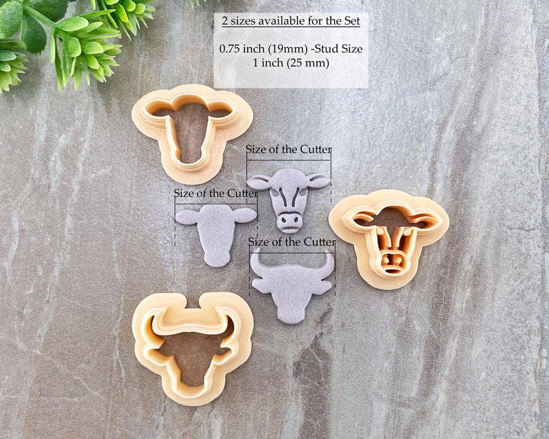 Cow & Bull Head Clay Cutter Set of 3 - Animal Cutters Collection