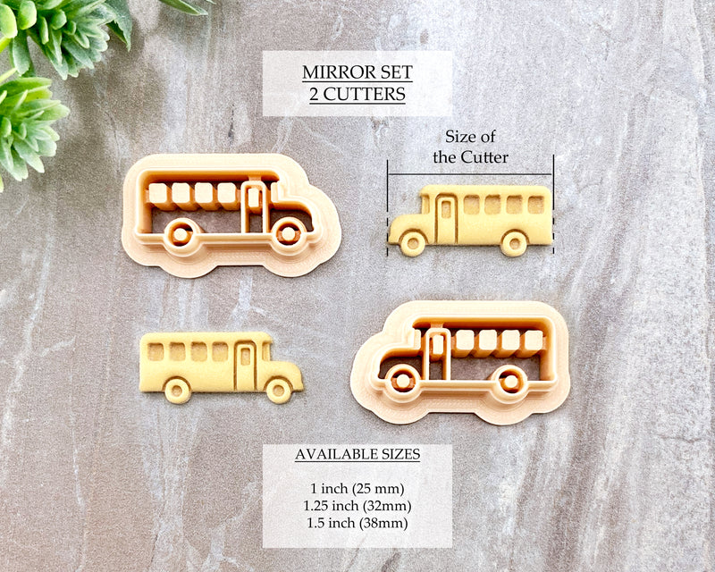 Yellow School Bus Clay Cutter / Single or Mirrored Set / Back to School