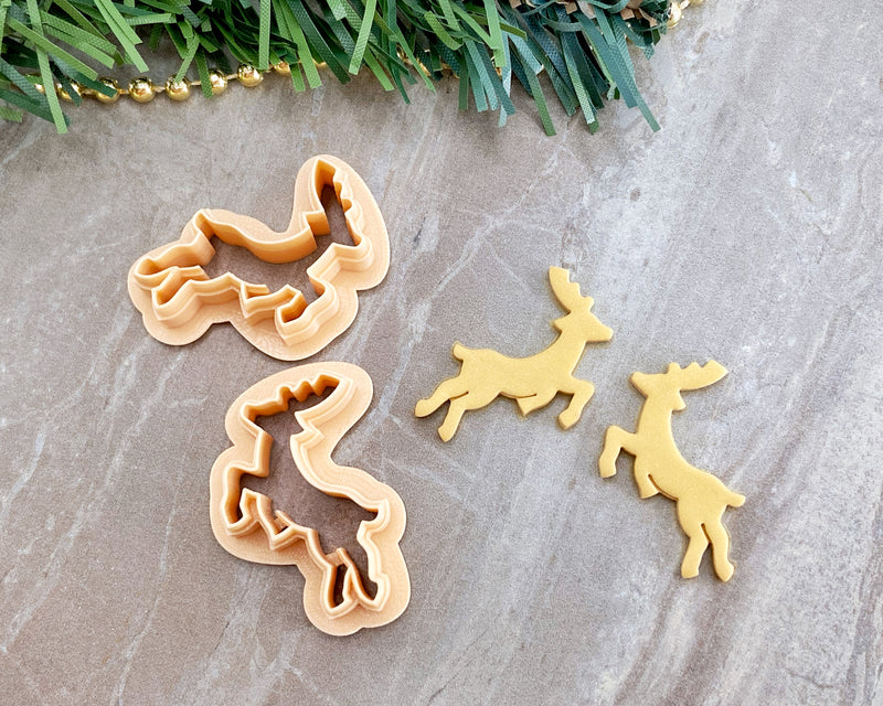 Reindeer Christmas Clay Cutter / Single or Mirrored Set