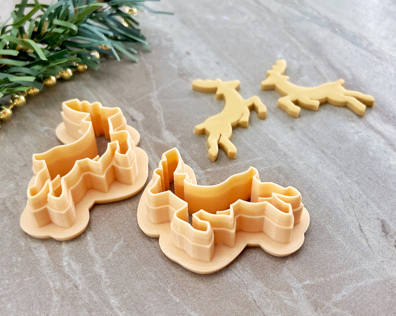 Reindeer Christmas Clay Cutter / Single or Mirrored Set