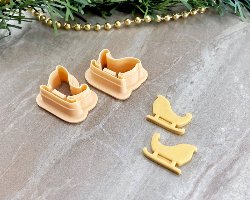 Santa's Sleigh Christmas Clay Cutter / Single or Mirrored Set