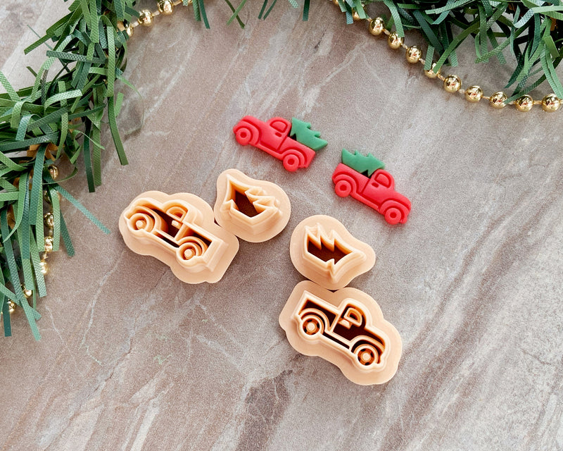 Christmas Truck with Tree Clay Cutter / Mirrored Set