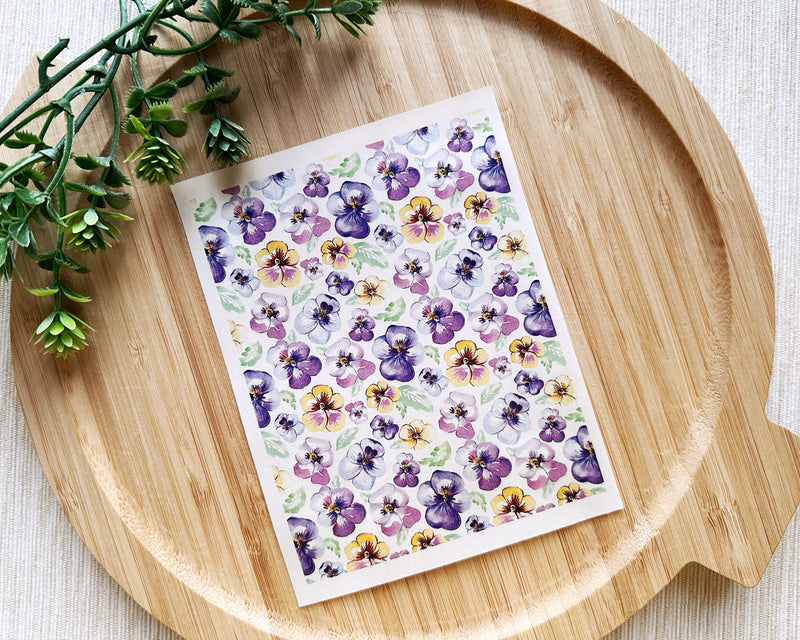 Purple Pansies Floral Transfer Sheet