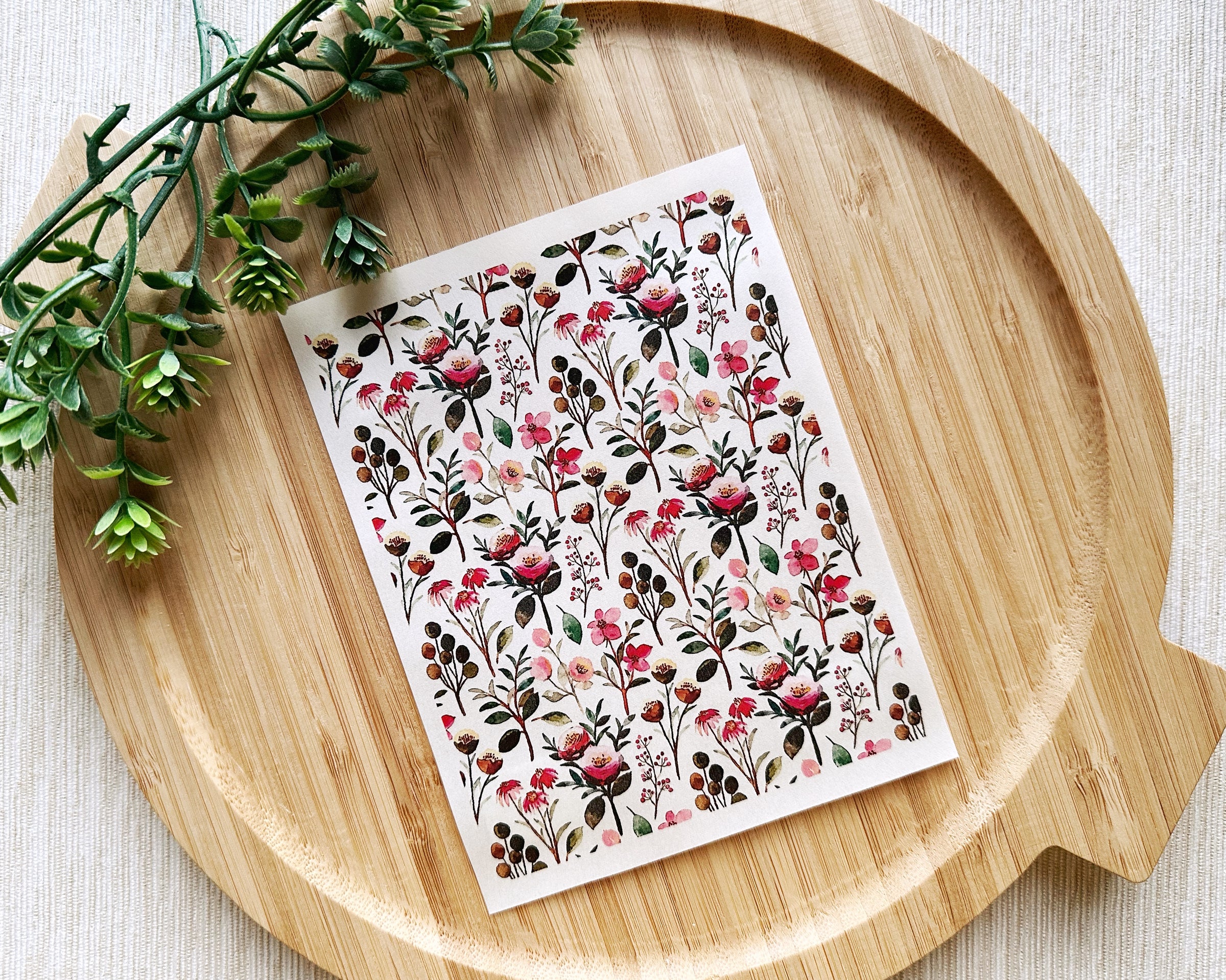 Dark Pink Flowers Floral Transfer Sheet