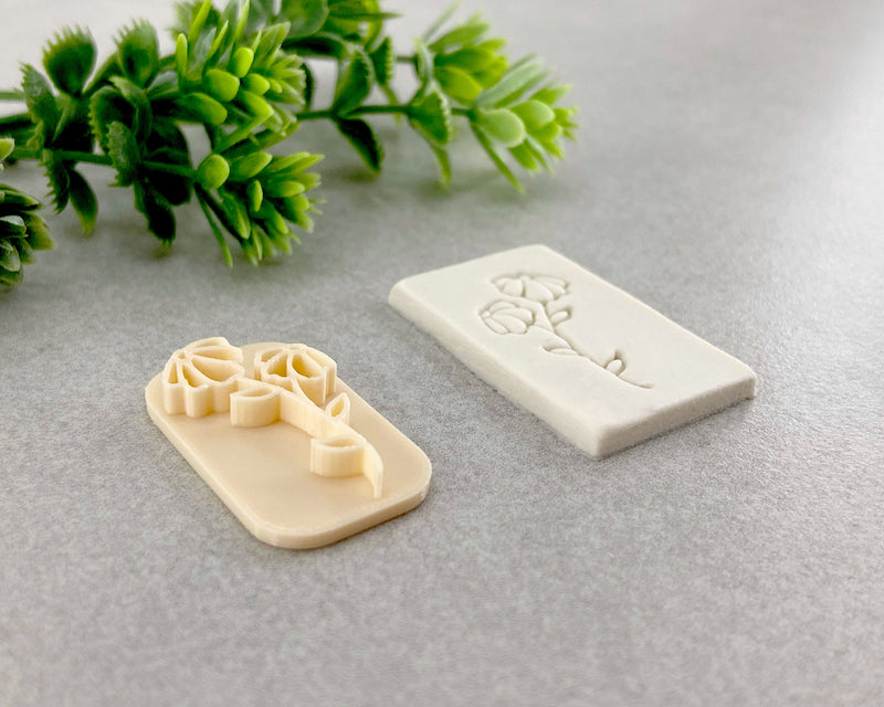 Two Flowers Clay Stamp - BabylonCutters