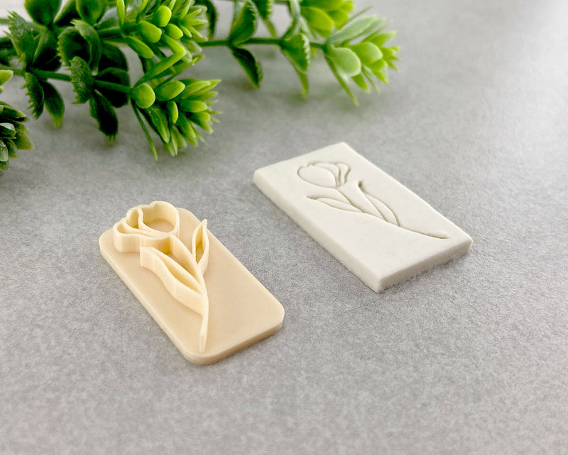 Floral Tulip Clay Stamp - BabylonCutters