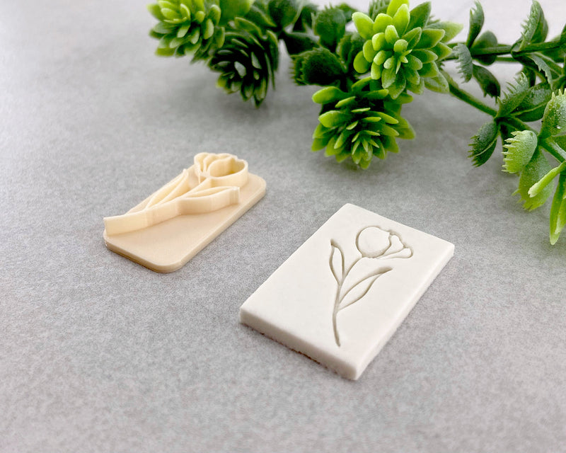 Floral Tulip Clay Stamp - BabylonCutters