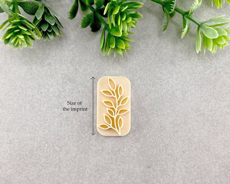 Botanical Branch with Leaves Clay Stamp - BabylonCutters