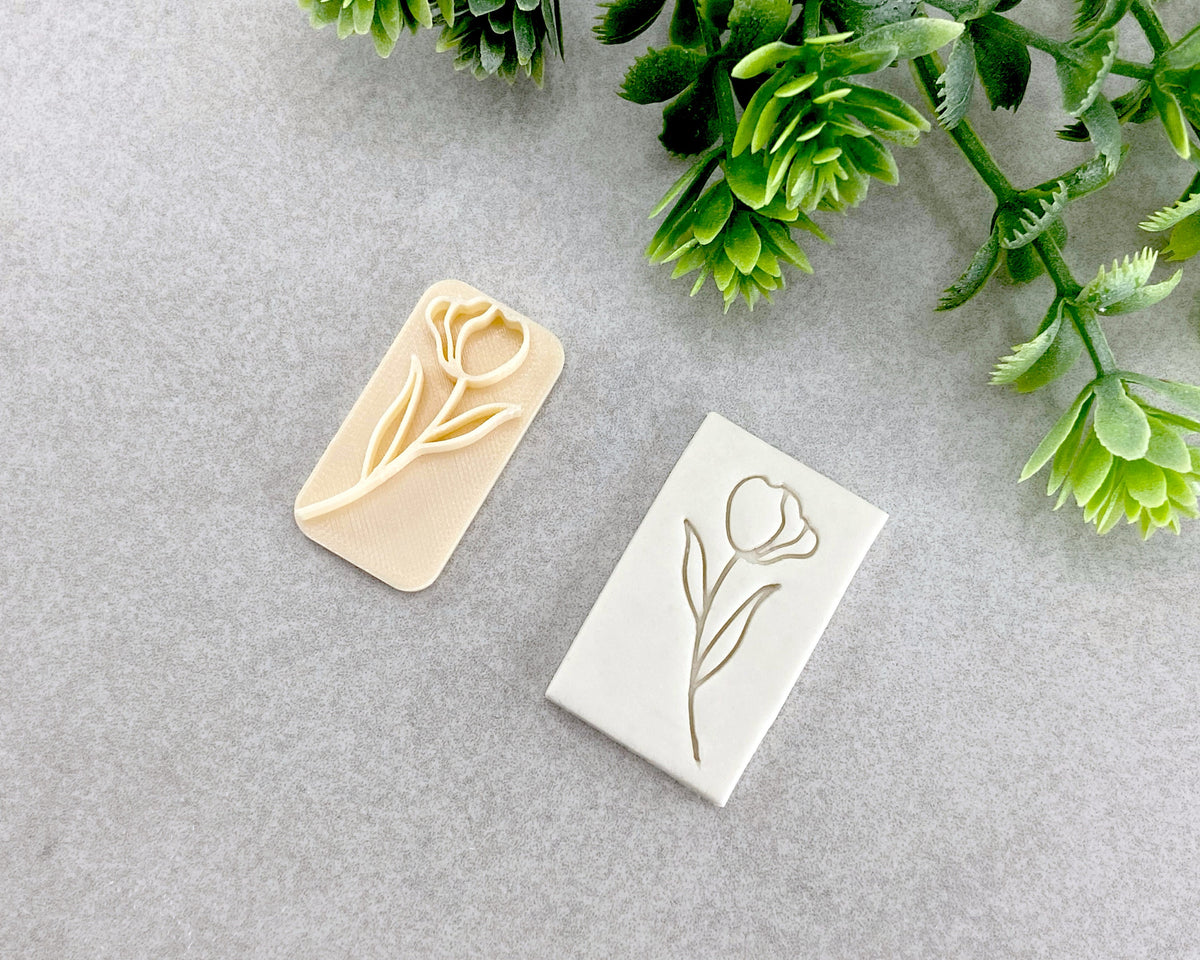 Floral Tulip Clay Stamp - BabylonCutters
