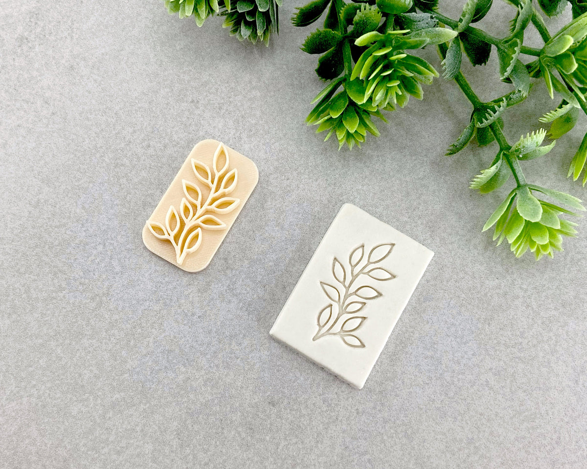 Botanical Branch with Leaves Clay Stamp - BabylonCutters
