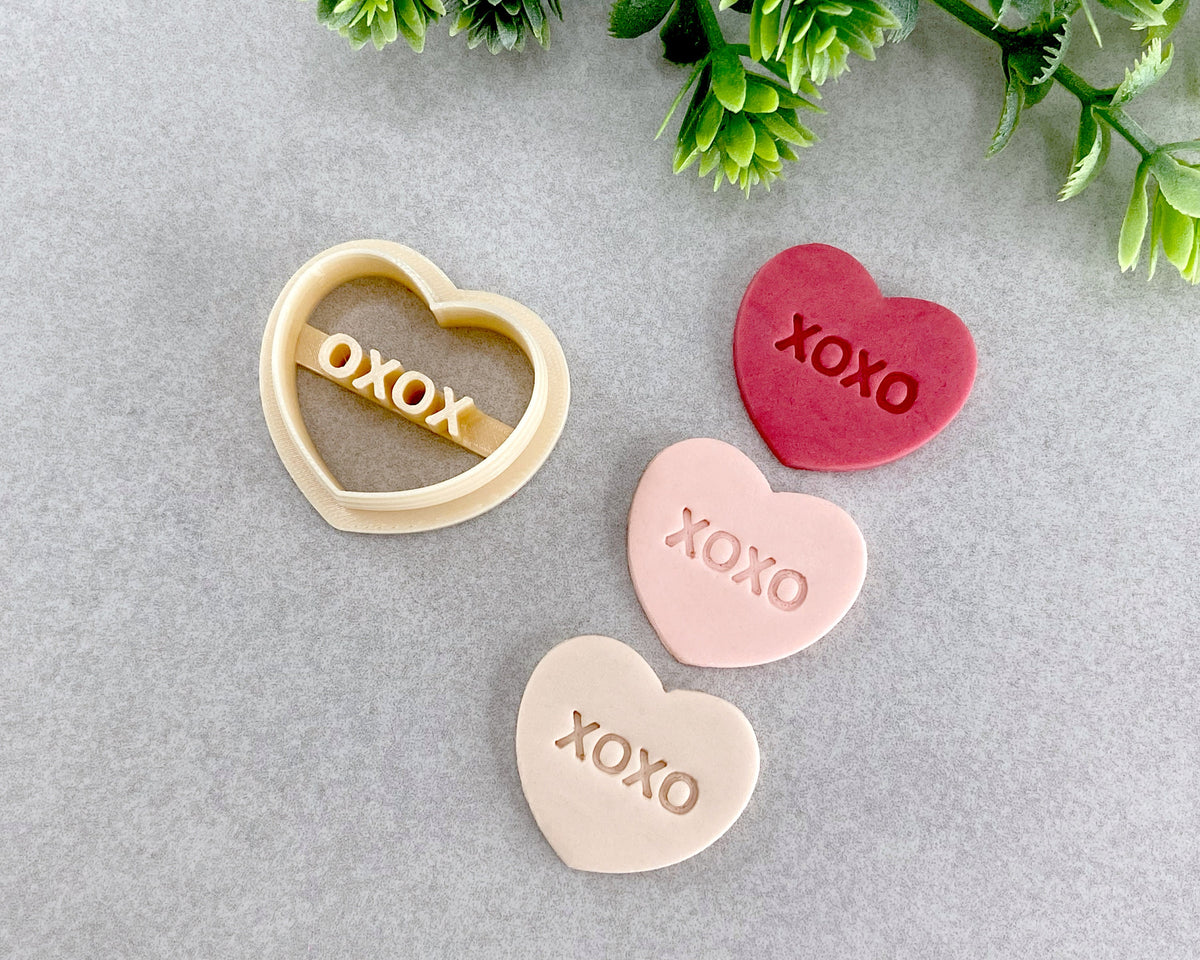 XOXO Candy Hearts Valentine's Day Clay Cutter - BabylonCutters