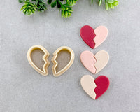 Broken Heart Valentine's Day Clay Cutter Set of 2 - BabylonCutters