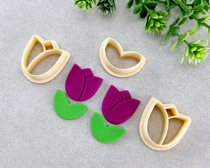 Tulip and Leaf Spring Clay Cutter Set of 3 - BabylonCutters