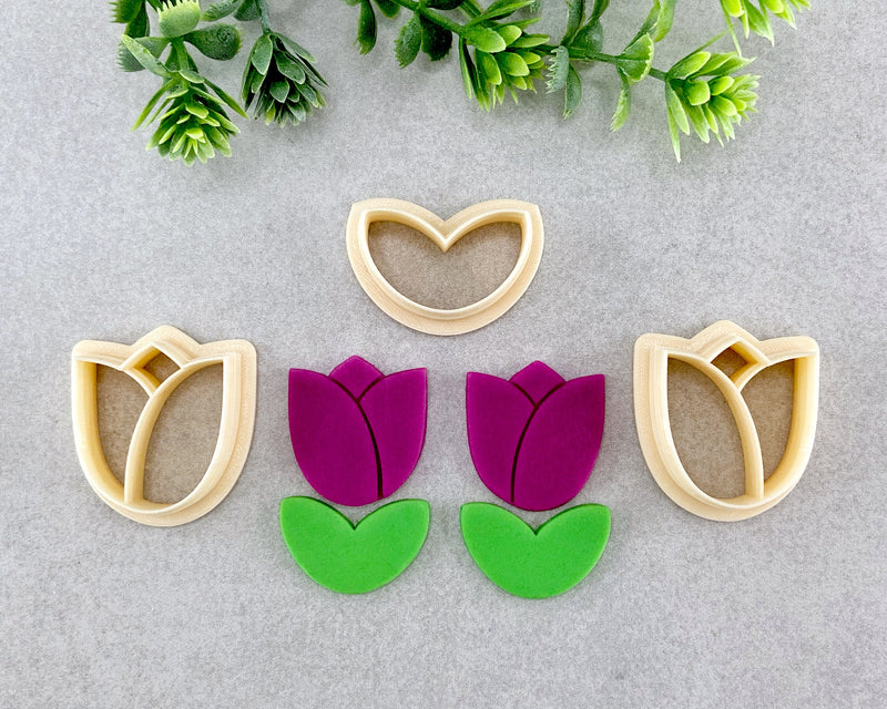 Tulip and Leaf Spring Clay Cutter Set of 3 - BabylonCutters