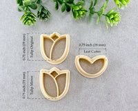 Tulip and Leaf Spring Clay Cutter Set of 3 - BabylonCutters