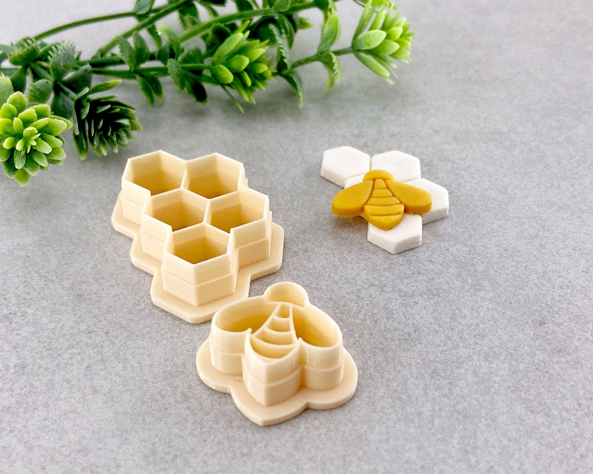 Bee and Honeycomb Spring Clay Cutter Set of 2 - BabylonCutters