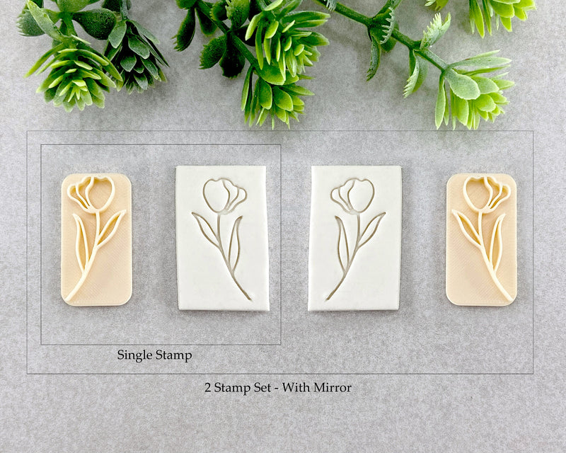 Floral Tulip Clay Stamp - BabylonCutters