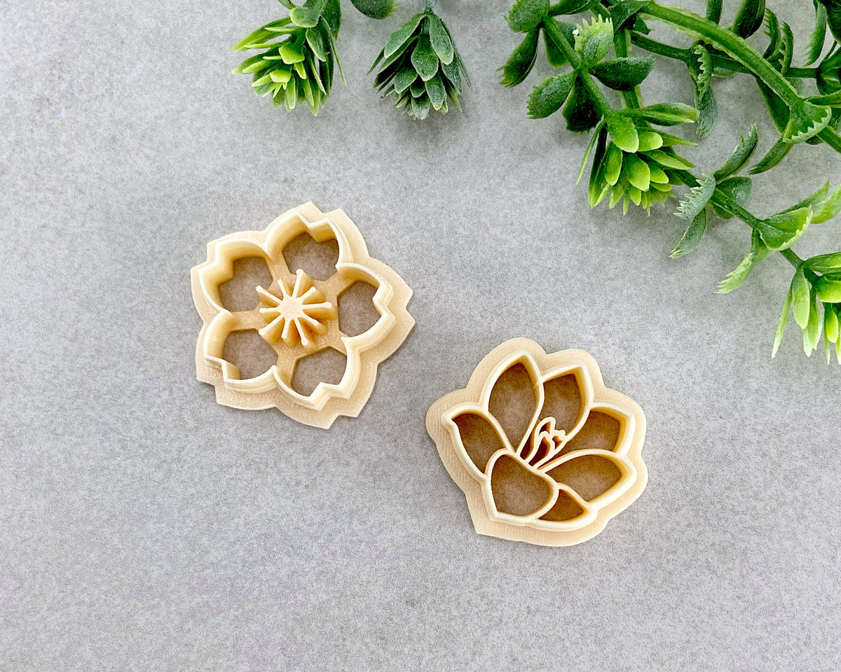 Crocus and Sakura Flowers Spring Clay Cutter Set of 2 - BabylonCutters