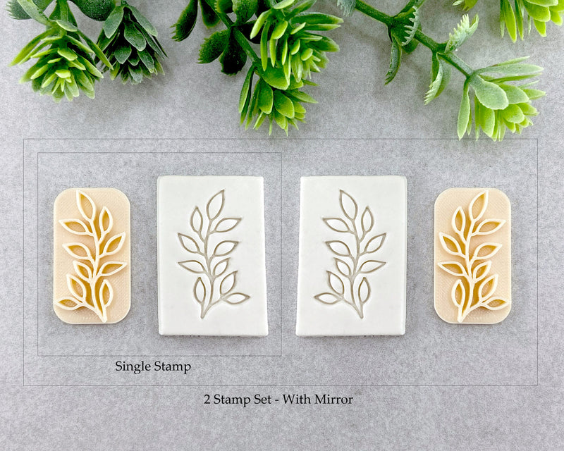 Botanical Branch with Leaves Clay Stamp - BabylonCutters